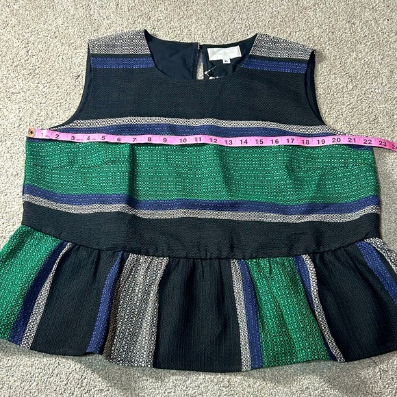 Anthropologie Corey Lynn Calter Sleeveless Top Stripe Peplum Trim XL - Picture 6 of 9